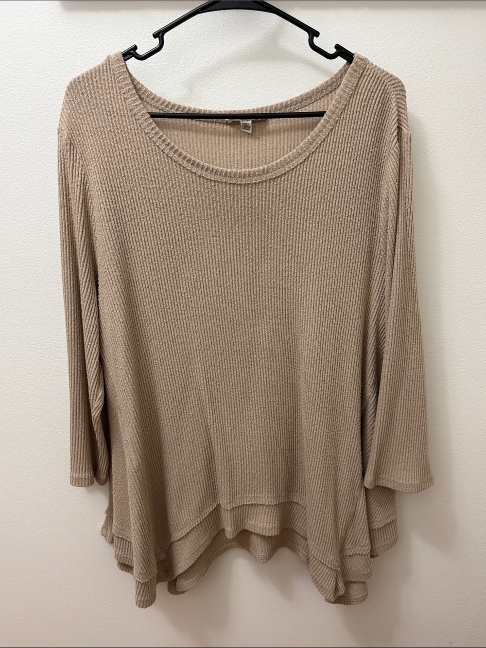 Lightweight Beige Ribbed Women's Top